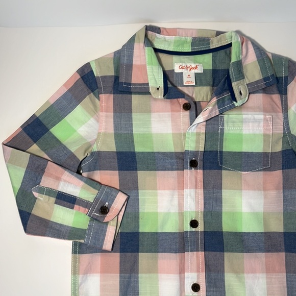 Cat and Jack. Boys' Long Sleeve Plaid Button-Down Shirt  4T - Picture 4 of 5